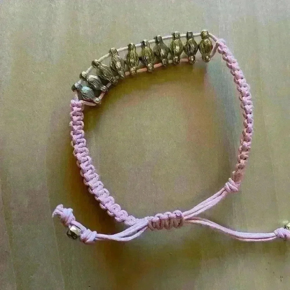 diamond strand on pink ties bracelet - Picture 6 of 9
